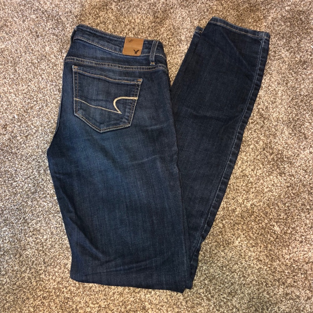 American Eagle long skinny dark wash jeans